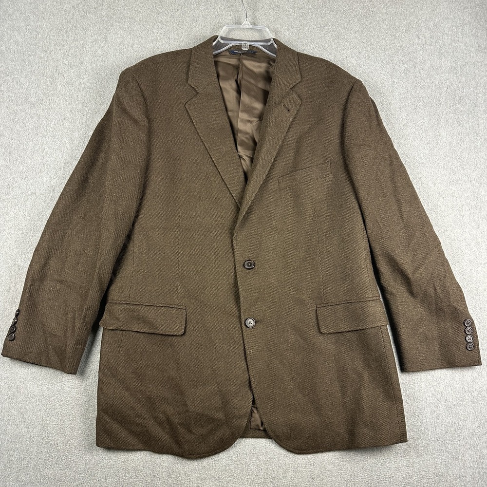 Brooks Brothers Blazer Mens 46L Brown Wool Cashmere Tweed Sport Coat Jacket